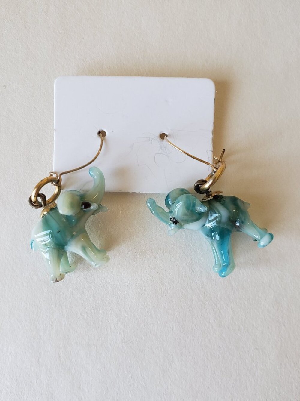 Delicate Glass Elephant Dangle Earrings